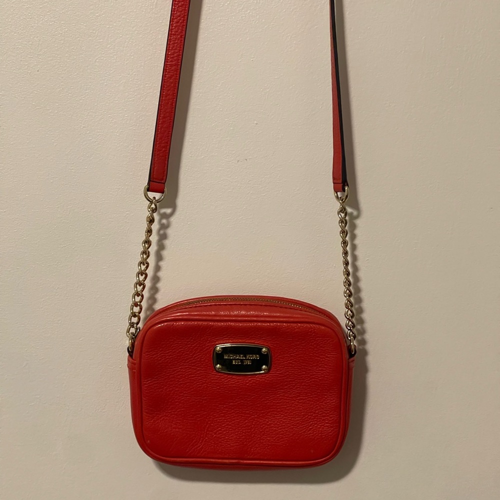 Michael Kors Small Orange Crossbody Leather Camera Bag